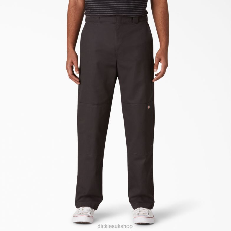 Flat Front Double Knee Pants Men Dickies Black (BKX) 88T84307 Apparel
