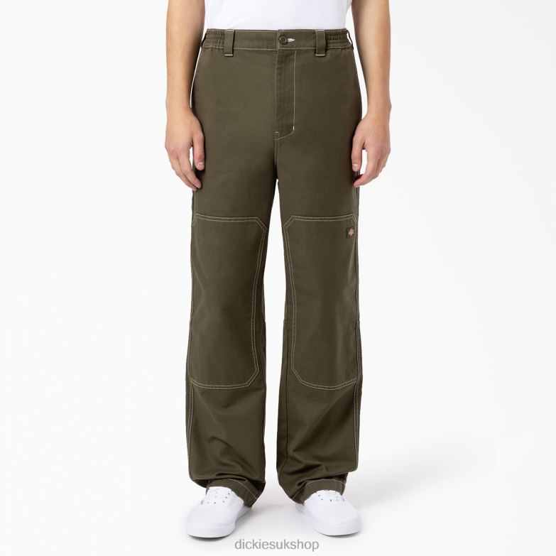 Florala Relaxed Fit Double Knee Pants Men Dickies Military Green (ML) 88T84228 Apparel
