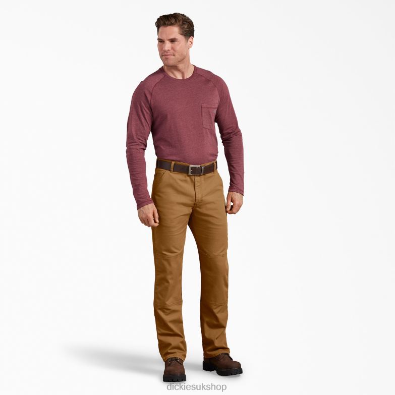 Regular Fit Duck Double Knee Pants Men Dickies Stonewashed Brown Duck (SBD) 88T84197 Apparel