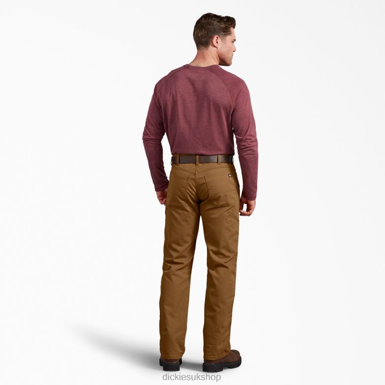 Regular Fit Duck Double Knee Pants Men Dickies Stonewashed Brown Duck (SBD) 88T84197 Apparel