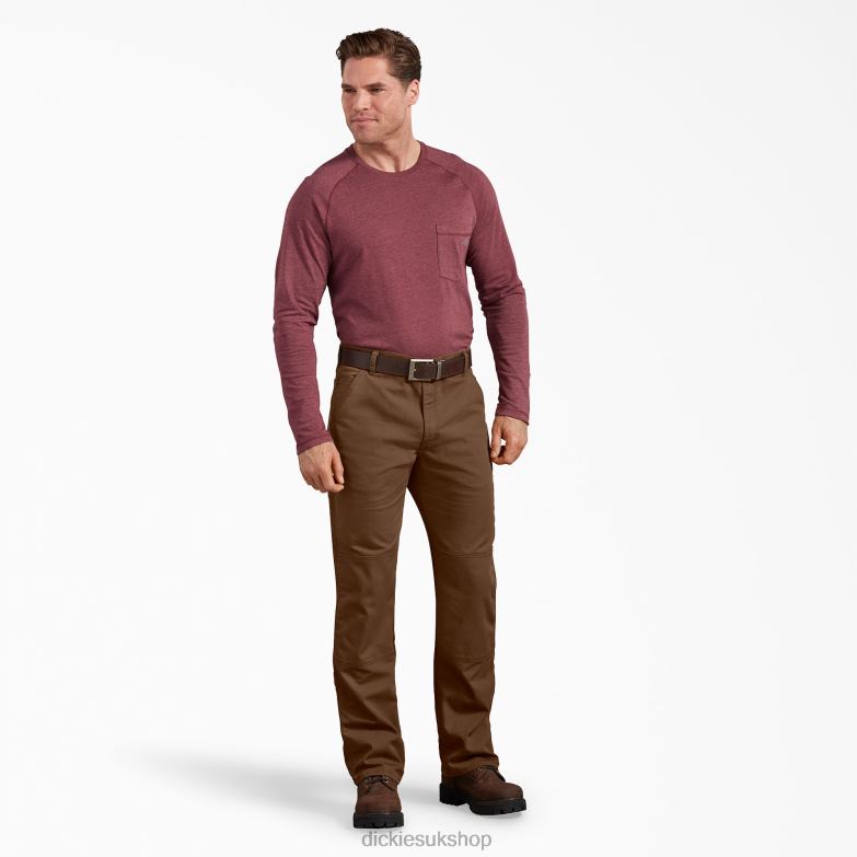 Regular Fit Duck Double Knee Pants Men Dickies Stonewashed Timber Brown (STB) 88T84200 Apparel