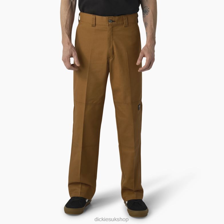 Skateboarding Double Knee Pants Men Dickies Brown Duck/Contrast Stitch (HWC) 88T84164 Apparel
