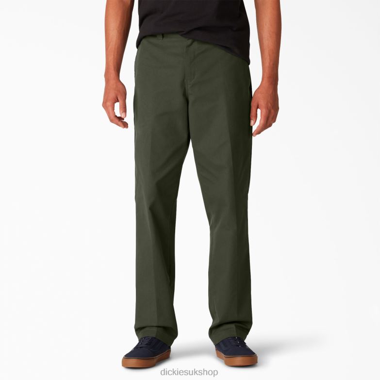 Skateboarding Slim Fit Pants Men Dickies Olive Green (OG) 88T84105 Apparel