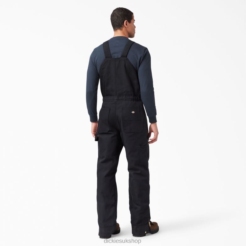 Duck Insulated Bib Overalls Men Dickies Black (BK) 88T841443 Apparel