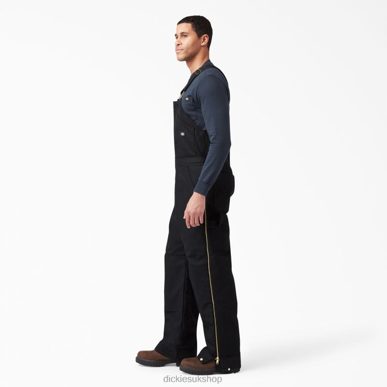 Duck Insulated Bib Overalls Men Dickies Black (BK) 88T841443 Apparel