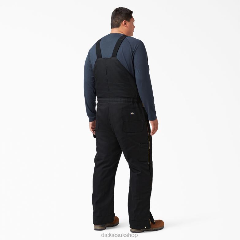 Duck Insulated Bib Overalls Men Dickies Black (BK) 88T841443 Apparel