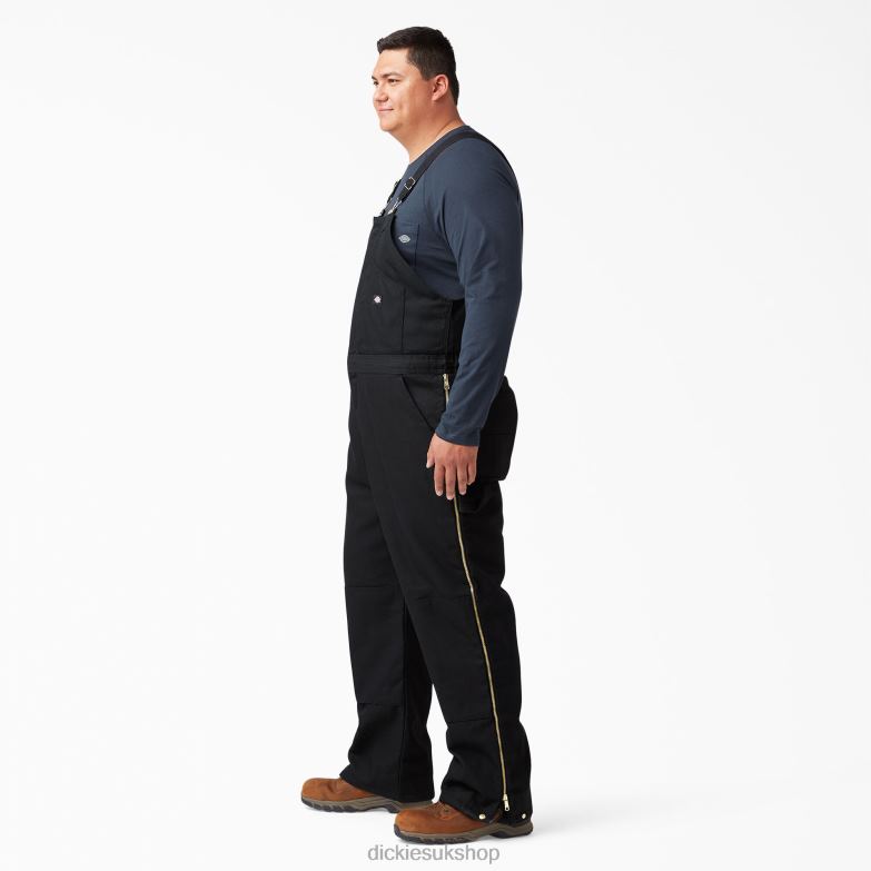 Duck Insulated Bib Overalls Men Dickies Black (BK) 88T841443 Apparel