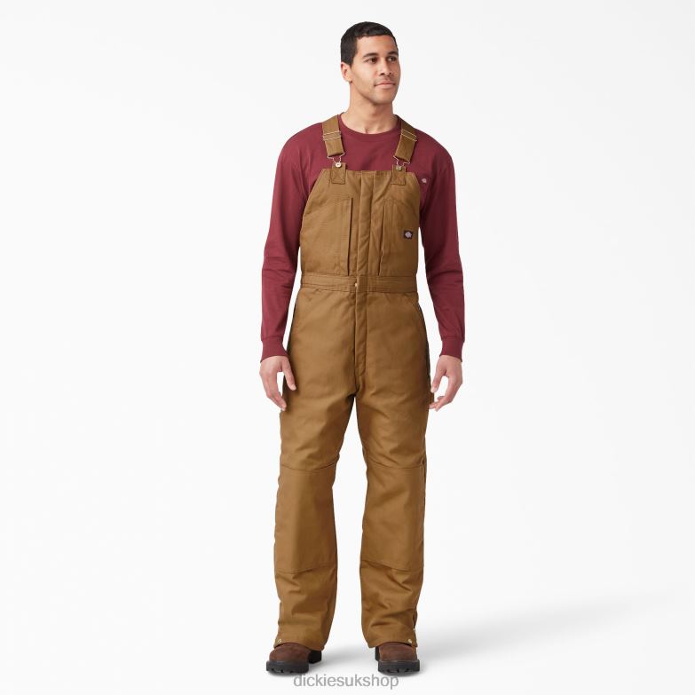 Duck Insulated Bib Overalls Men Dickies Brown Duck (BD) 88T841442 Apparel