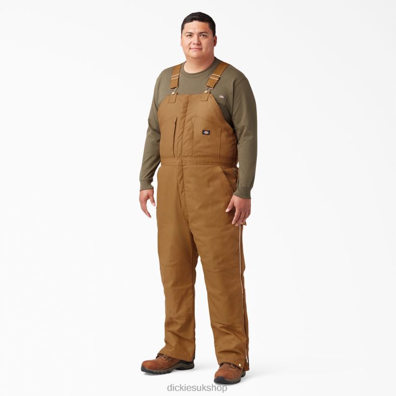 Duck Insulated Bib Overalls Men Dickies Brown Duck (BD) 88T841442 Apparel