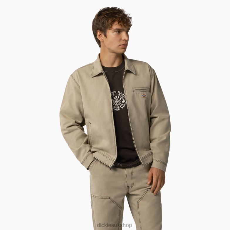 Duck Contrast Stitch Jacket Men Dickies Stonewashed Desert Sand/Black (SSW) 88T84987 Apparel