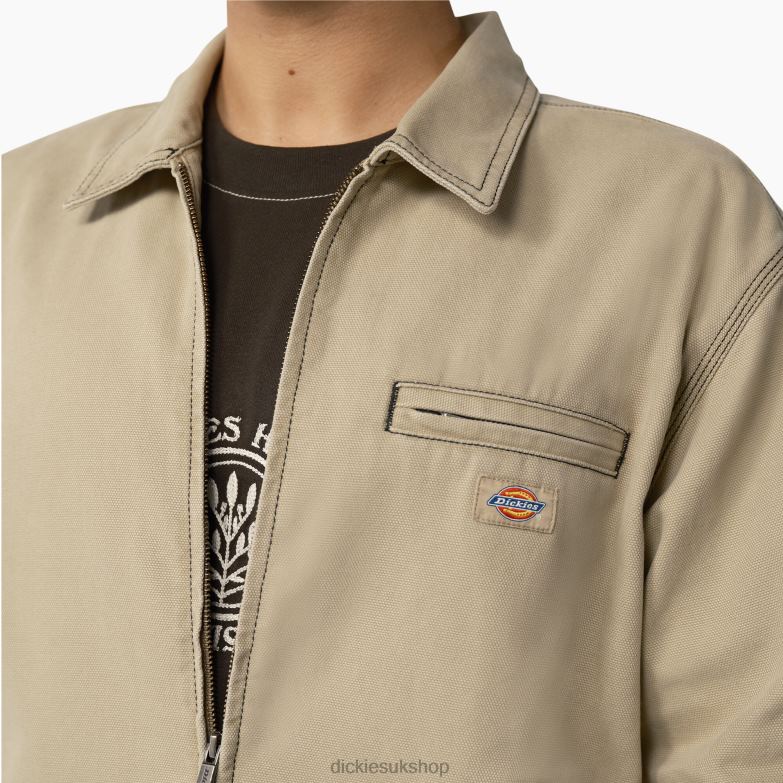 Duck Contrast Stitch Jacket Men Dickies Stonewashed Desert Sand/Black (SSW) 88T84987 Apparel