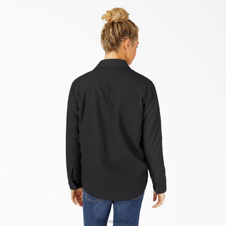 Duck High Pile Fleece Lined Chore Coat Women Dickies Rinsed Black (RBKX) 88T842377 Apparel