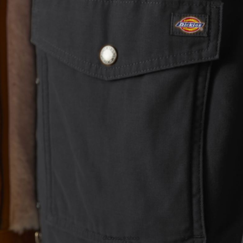 Duck High Pile Fleece Lined Chore Coat Women Dickies Rinsed Black (RBKX) 88T842377 Apparel