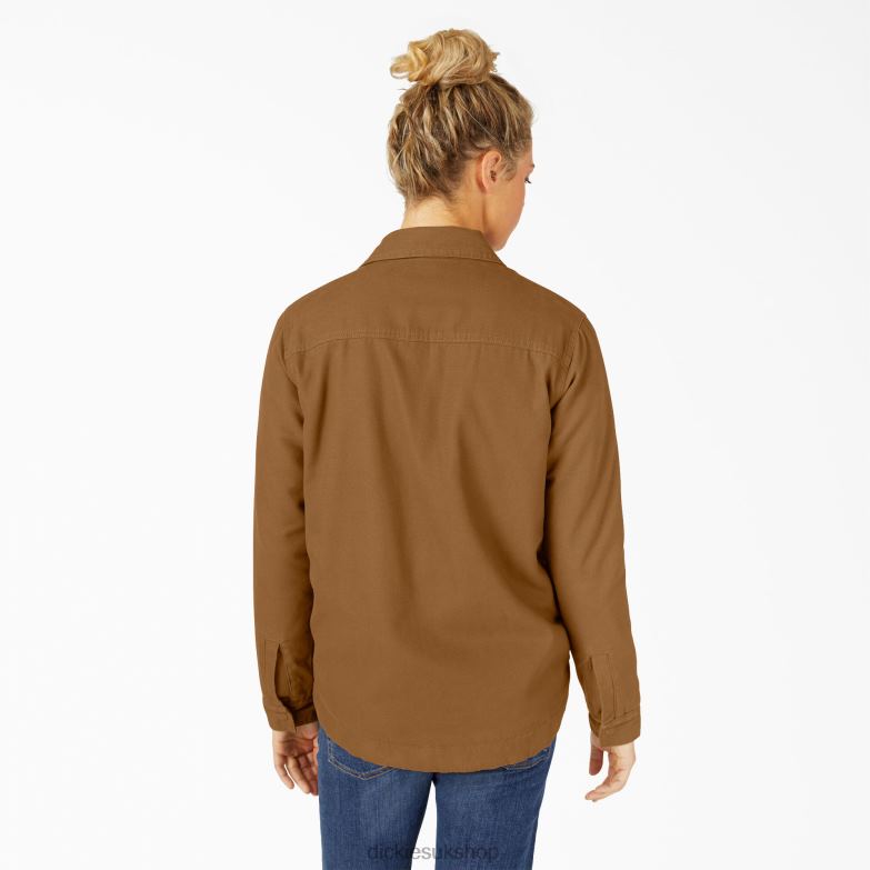 Duck High Pile Fleece Lined Chore Coat Women Dickies Rinsed Brown Duck (RBD) 88T842376 Apparel