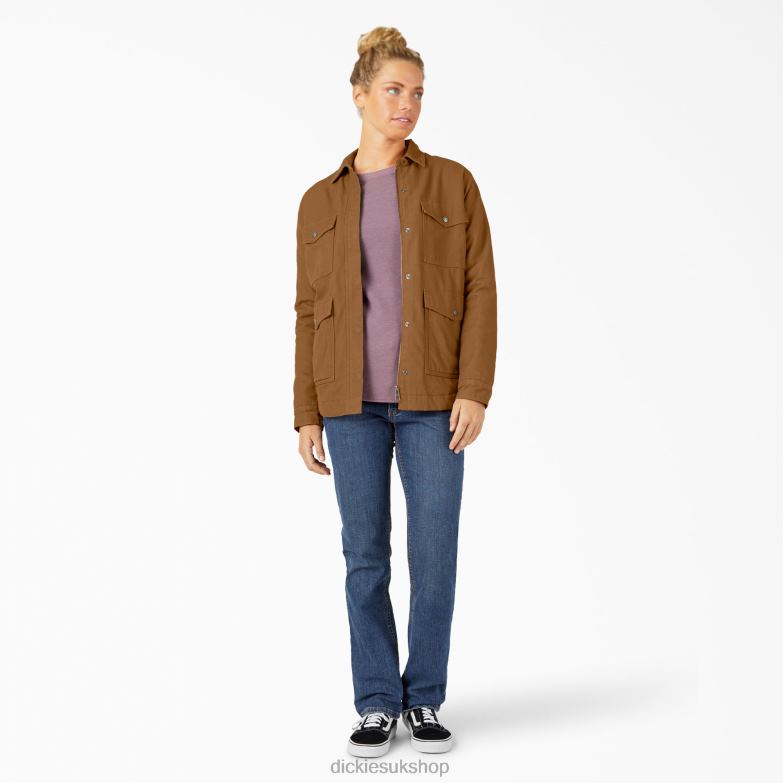 Duck High Pile Fleece Lined Chore Coat Women Dickies Rinsed Brown Duck (RBD) 88T842376 Apparel