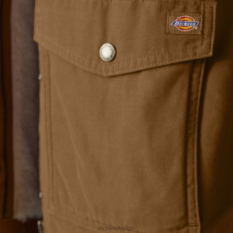 Duck High Pile Fleece Lined Chore Coat Women Dickies Rinsed Brown Duck (RBD) 88T842376 Apparel