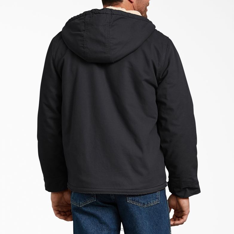 Duck High Pile Fleece Lined Hooded Jacket Men Dickies Rinsed Black (RBK) 88T841067 Apparel