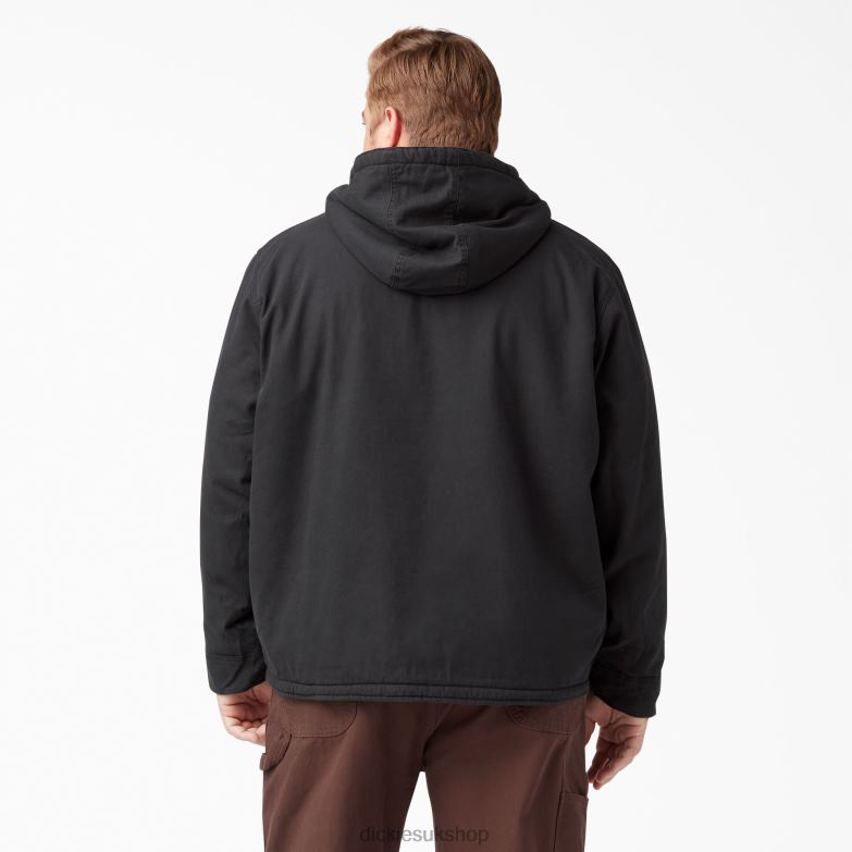 Duck High Pile Fleece Lined Hooded Jacket Men Dickies Rinsed Black (RBK) 88T841067 Apparel