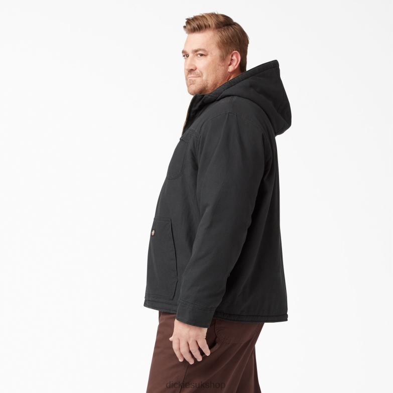 Duck High Pile Fleece Lined Hooded Jacket Men Dickies Rinsed Black (RBK) 88T841067 Apparel