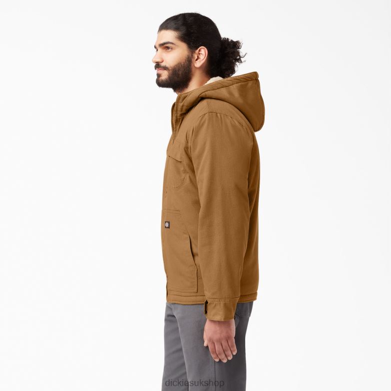 Duck High Pile Fleece Lined Hooded Jacket Men Dickies Rinsed Brown Duck (RBD) 88T841066 Apparel