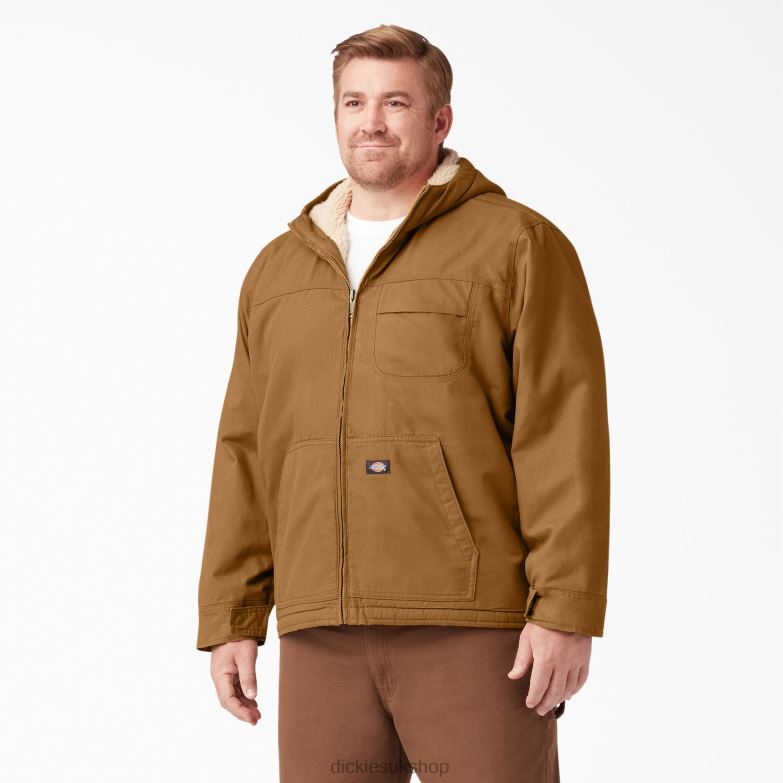 Duck High Pile Fleece Lined Hooded Jacket Men Dickies Rinsed Brown Duck (RBD) 88T841066 Apparel