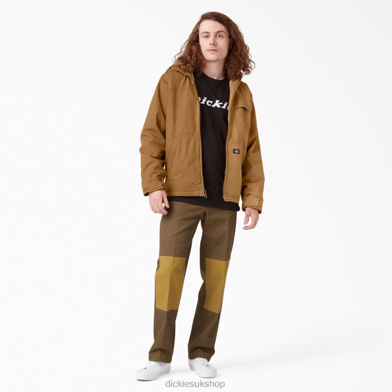 Duck High Pile Fleece Lined Hooded Jacket Men Dickies Rinsed Brown Duck (RBD) 88T841066 Apparel