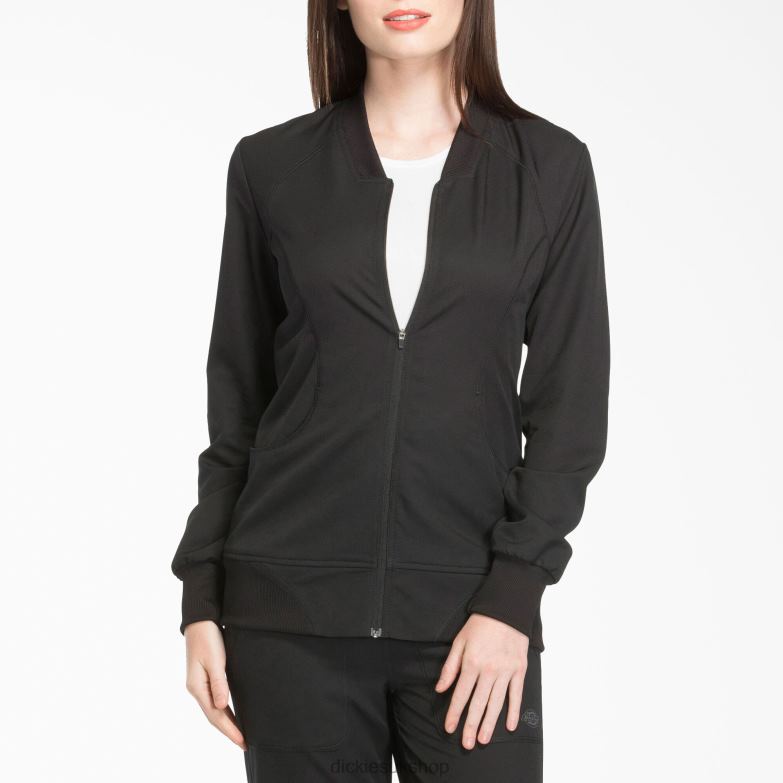 Dynamix Zip Front Scrub Jacket Women Dickies Black (BLK) 88T842626 Apparel