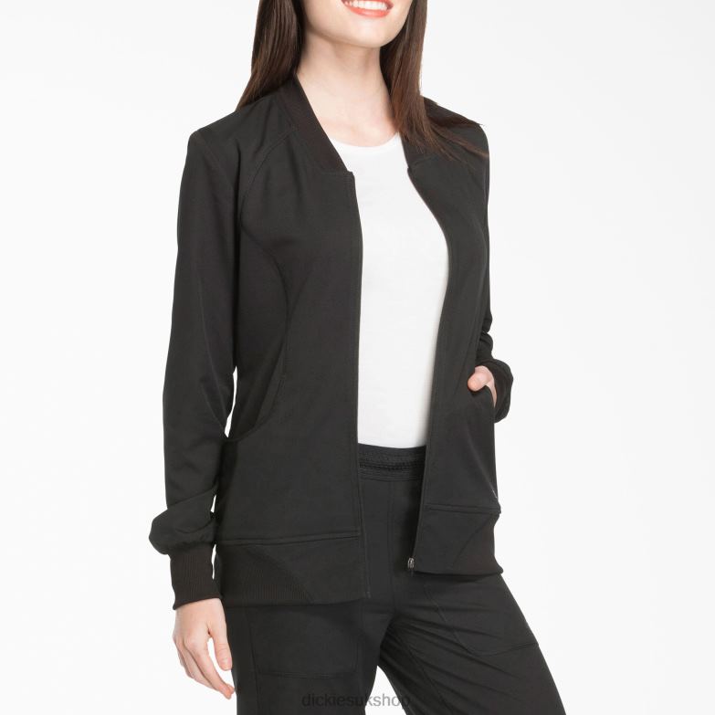 Dynamix Zip Front Scrub Jacket Women Dickies Black (BLK) 88T842626 Apparel