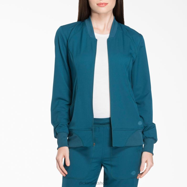 Dynamix Zip Front Scrub Jacket Women Dickies Caribbean Blue (CRB) 88T842628 Apparel