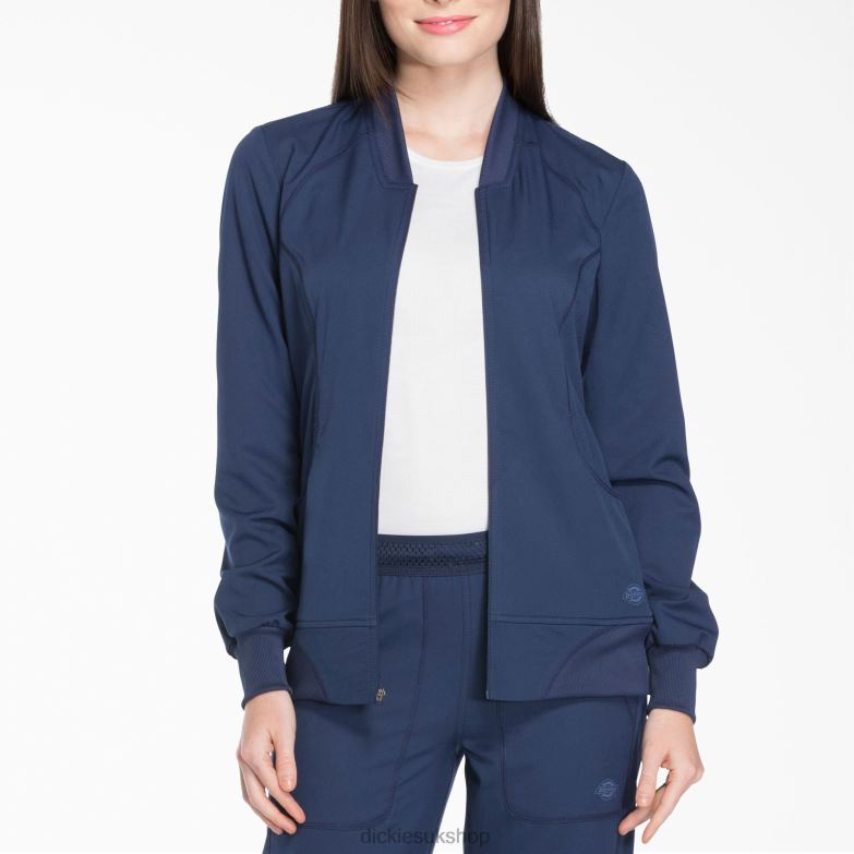 Dynamix Zip Front Scrub Jacket Women Dickies Navy Blue (NVY) 88T842629 Apparel