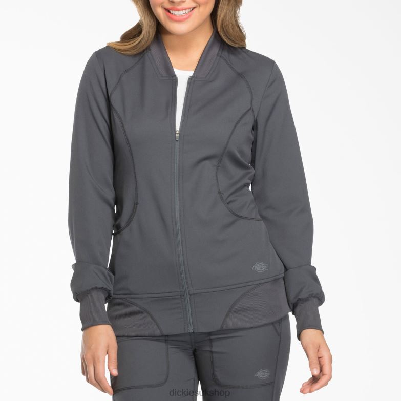 Dynamix Zip Front Scrub Jacket Women Dickies Pewter Gray (PEW) 88T842630 Apparel