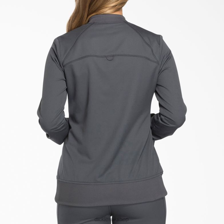 Dynamix Zip Front Scrub Jacket Women Dickies Pewter Gray (PEW) 88T842630 Apparel