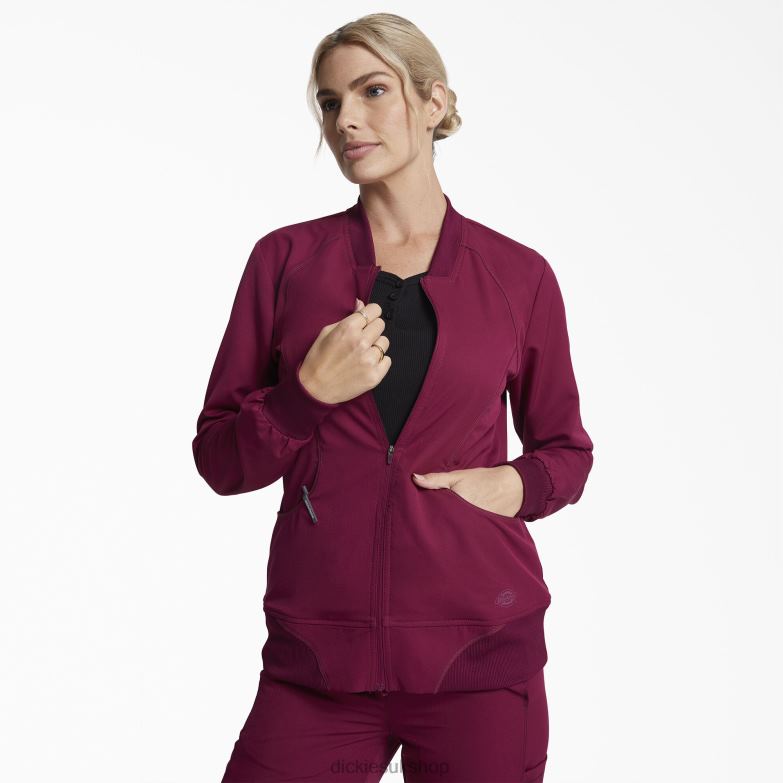 Dynamix Zip Front Scrub Jacket Women Dickies Wine (WIN) 88T842632 Apparel