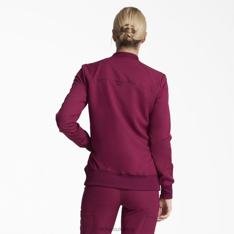 Dynamix Zip Front Scrub Jacket Women Dickies Wine (WIN) 88T842632 Apparel