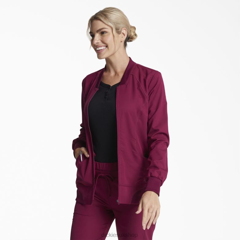 Dynamix Zip Front Scrub Jacket Women Dickies Wine (WIN) 88T842632 Apparel