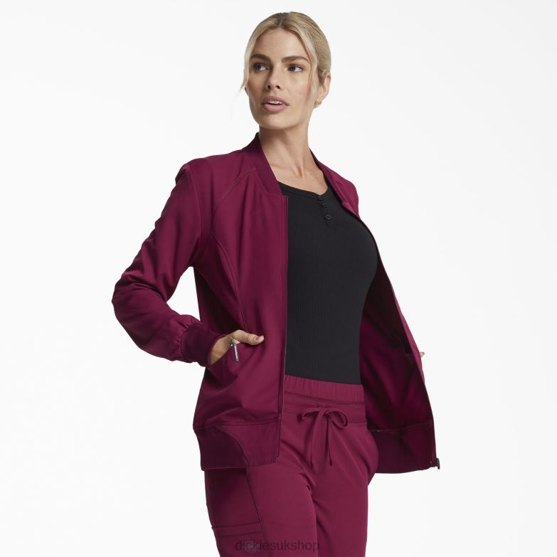 Dynamix Zip Front Scrub Jacket Women Dickies Wine (WIN) 88T842632 Apparel