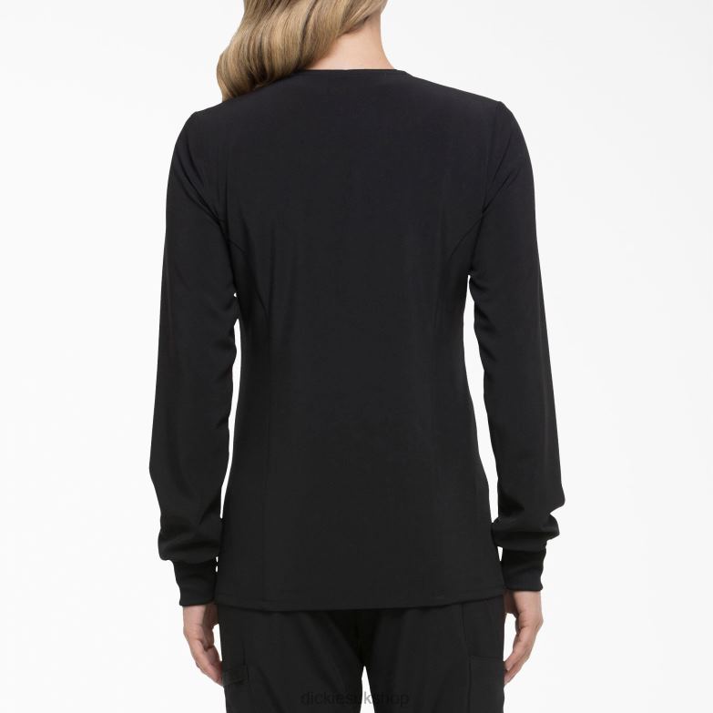 EDS Essentials Snap Front Scrub Jacket Women Dickies Black (BLK) 88T842578 Apparel