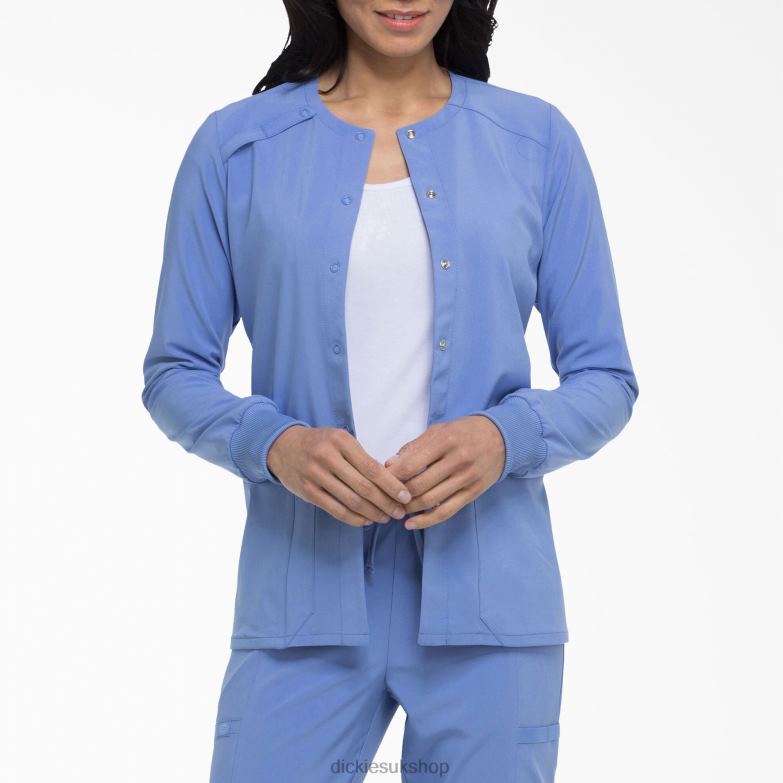 EDS Essentials Snap Front Scrub Jacket Women Dickies Ceil Blue (CBL) 88T842579 Apparel