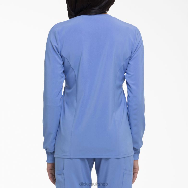 EDS Essentials Snap Front Scrub Jacket Women Dickies Ceil Blue (CBL) 88T842579 Apparel