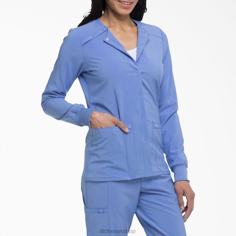 EDS Essentials Snap Front Scrub Jacket Women Dickies Ceil Blue (CBL) 88T842579 Apparel