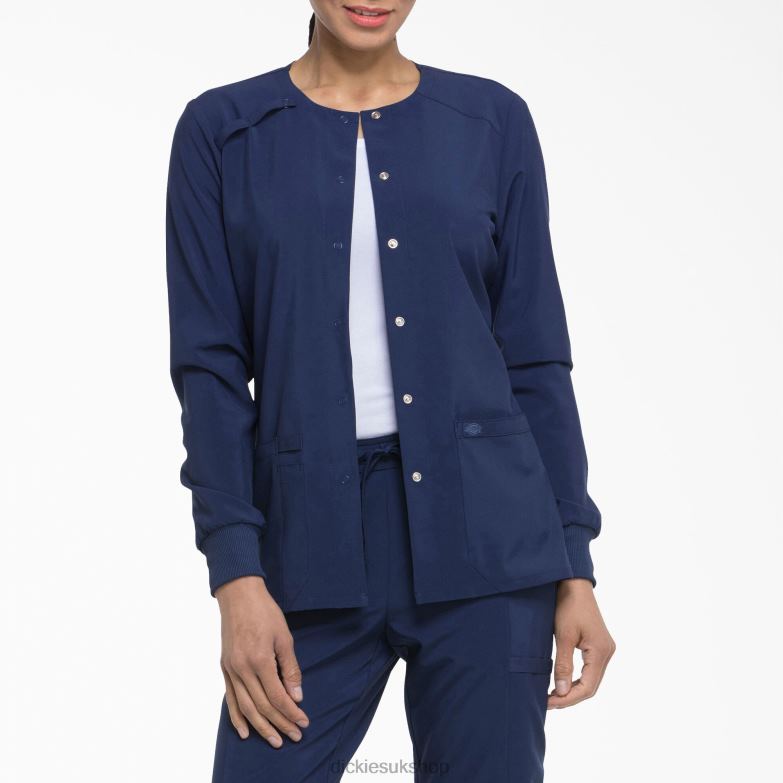 EDS Essentials Snap Front Scrub Jacket Women Dickies Navy Blue (NYPS) 88T842582 Apparel
