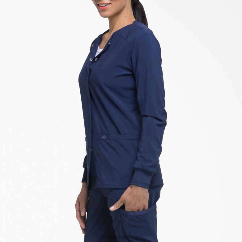 EDS Essentials Snap Front Scrub Jacket Women Dickies Navy Blue (NYPS) 88T842582 Apparel