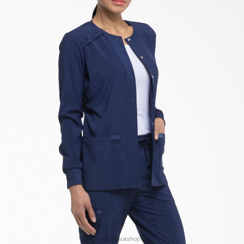 EDS Essentials Snap Front Scrub Jacket Women Dickies Navy Blue (NYPS) 88T842582 Apparel