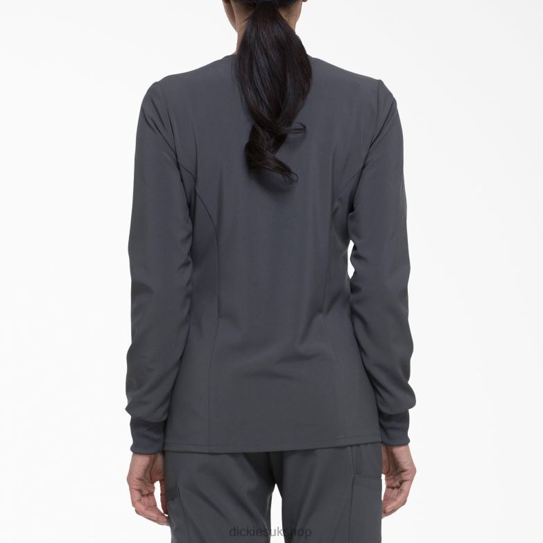 EDS Essentials Snap Front Scrub Jacket Women Dickies Pewter Gray (PEW) 88T842583 Apparel