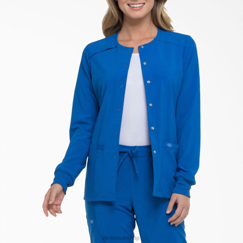 EDS Essentials Snap Front Scrub Jacket Women Dickies Royal Blue (RB) 88T842584 Apparel