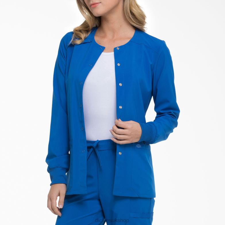 EDS Essentials Snap Front Scrub Jacket Women Dickies Royal Blue (RB) 88T842584 Apparel