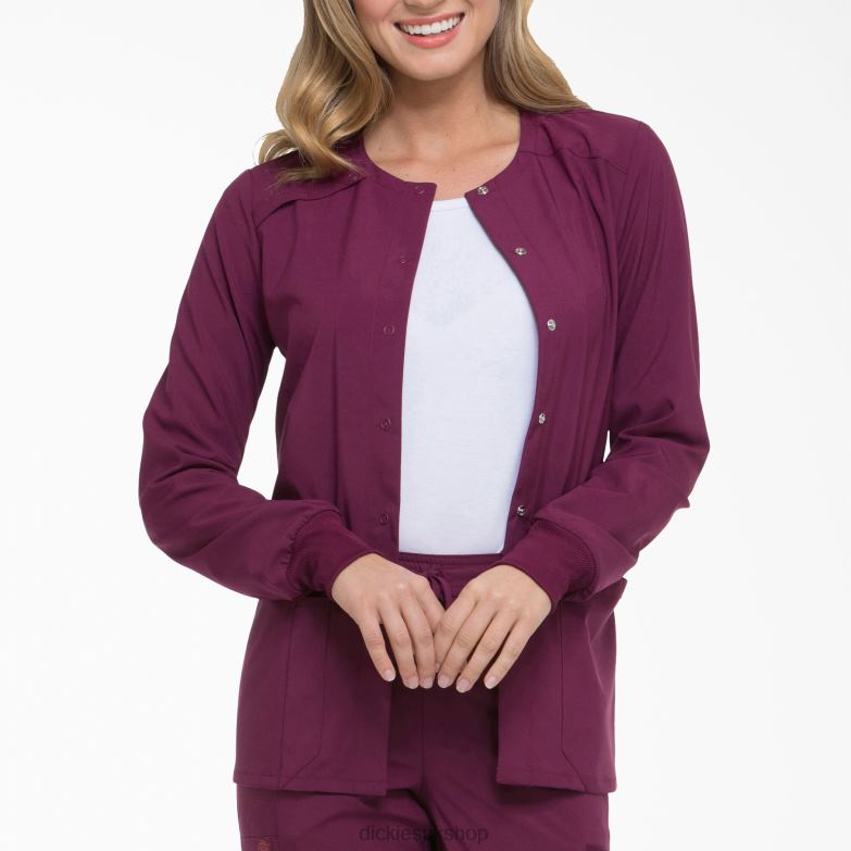 EDS Essentials Snap Front Scrub Jacket Women Dickies Wine (WIN) 88T842586 Apparel