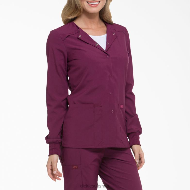 EDS Essentials Snap Front Scrub Jacket Women Dickies Wine (WIN) 88T842586 Apparel