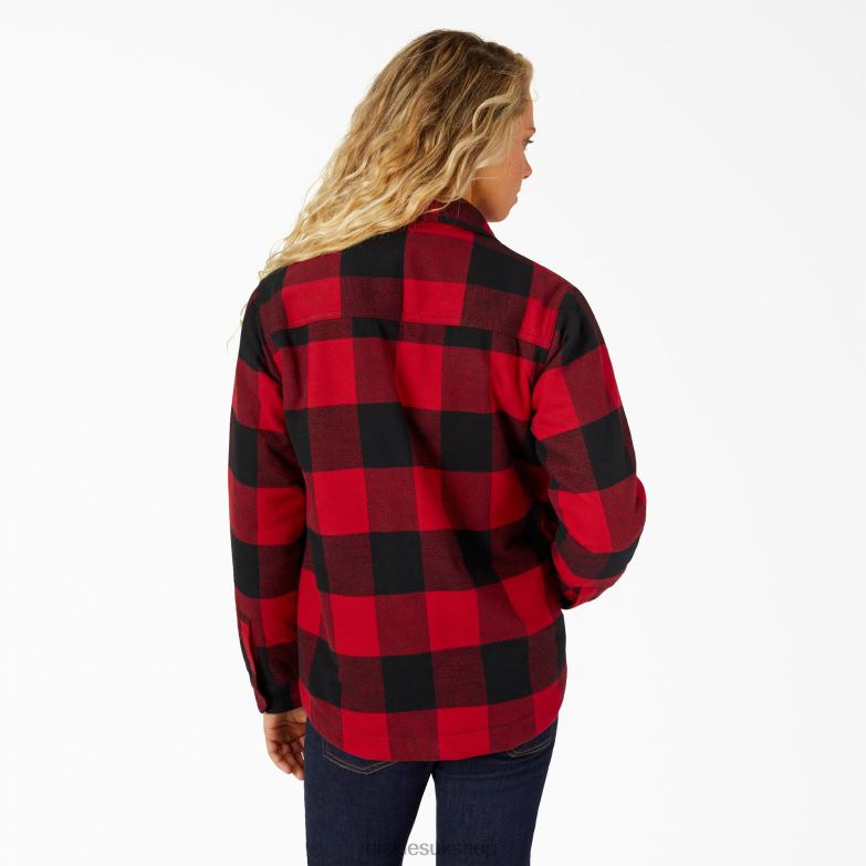Flannel High Pile Fleece Lined Chore Coat Women Dickies English Red Buffalo Plaid (PSF) 88T842321 Apparel