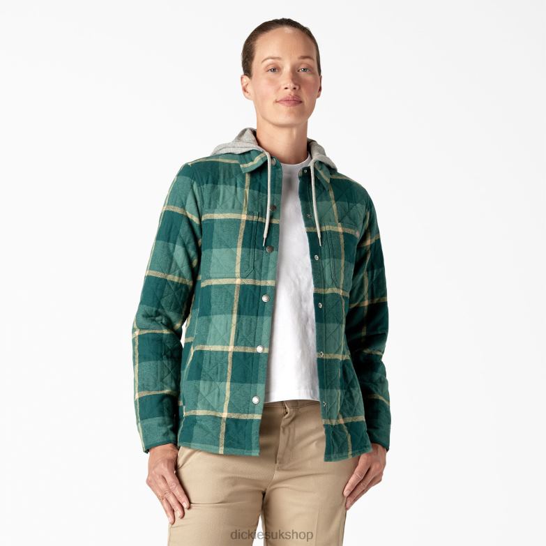 Flannel Hooded Shirt Jacket Women Dickies Mallard Campside Plaid (A2V) 88T842274 Apparel